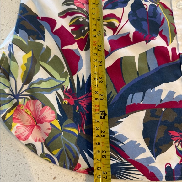 Chicos Floral Shirt Stretch Blouse Womens Size 2.5 Large 14 White Tropical Print - Picture 4 of 12